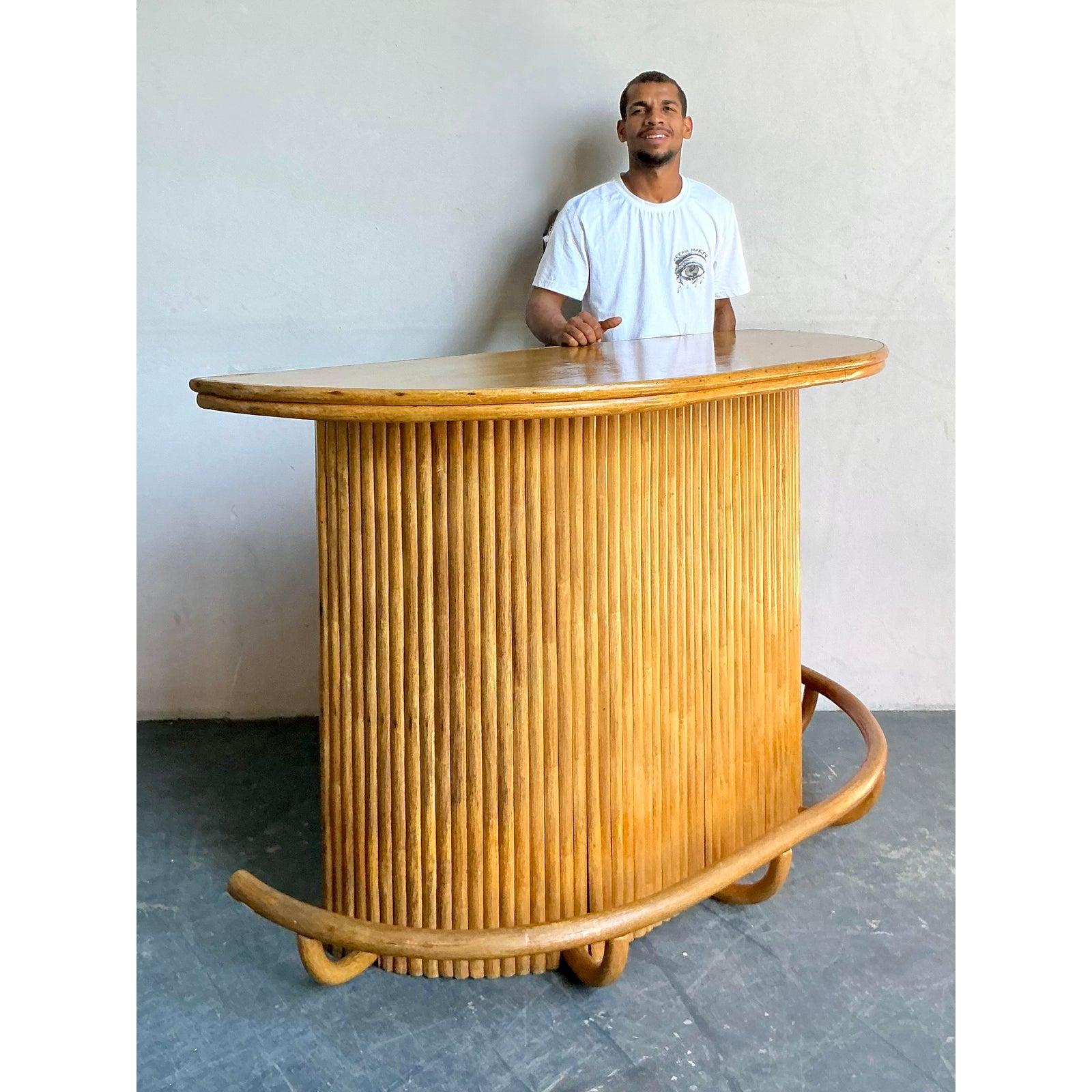 Barra Seca Boho Vintage de Ratán Era espacial en venta