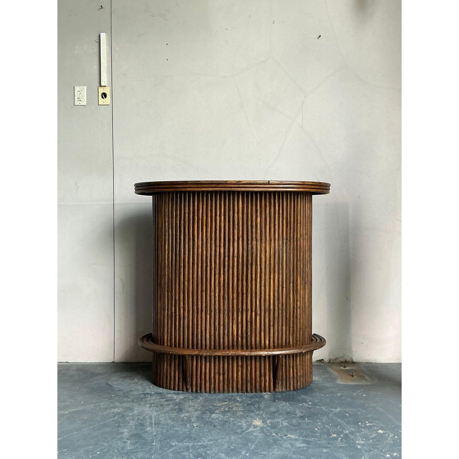20th Century Vintage Boho Rattan Dry Bar For Sale