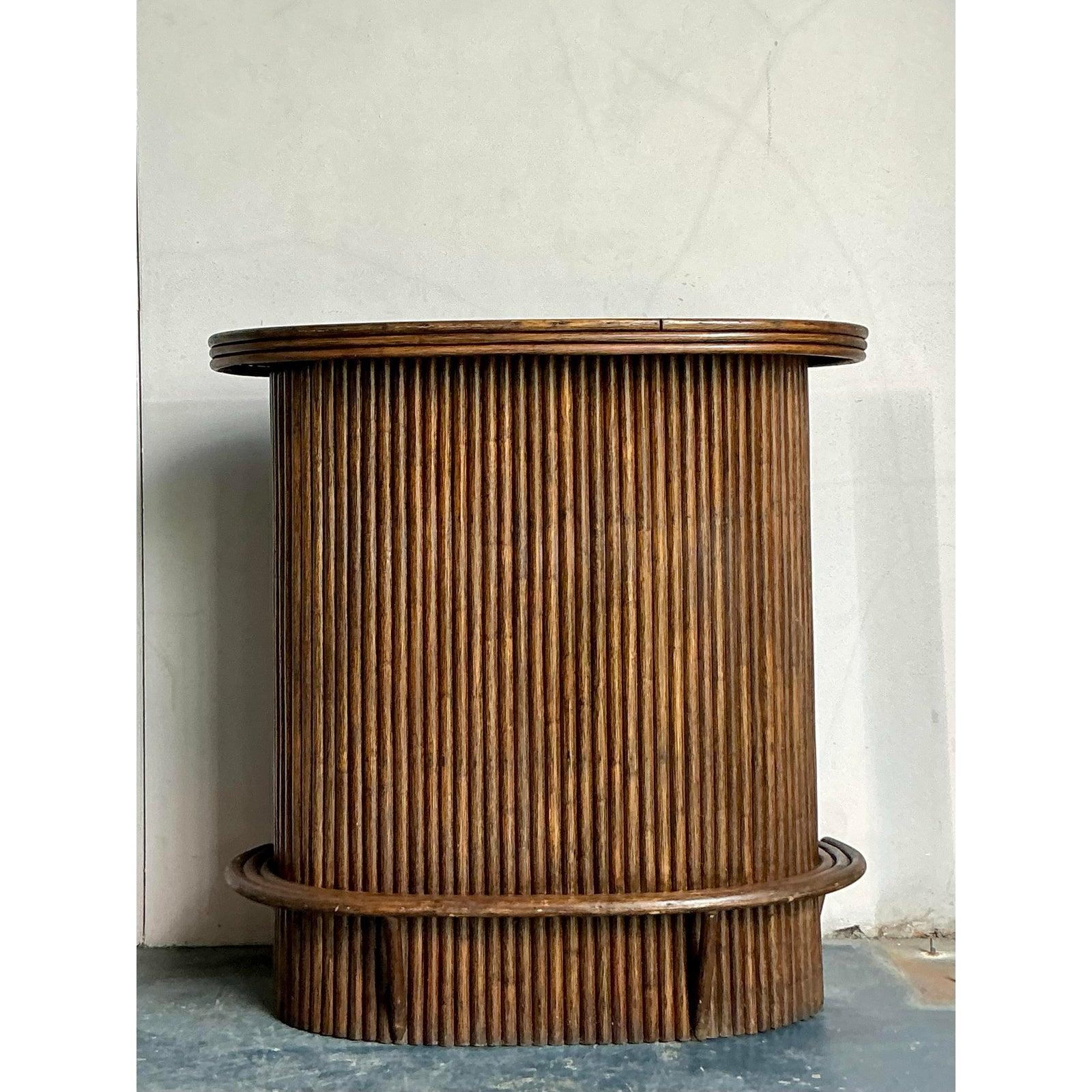 Bamboo Vintage Boho Rattan Dry Bar For Sale