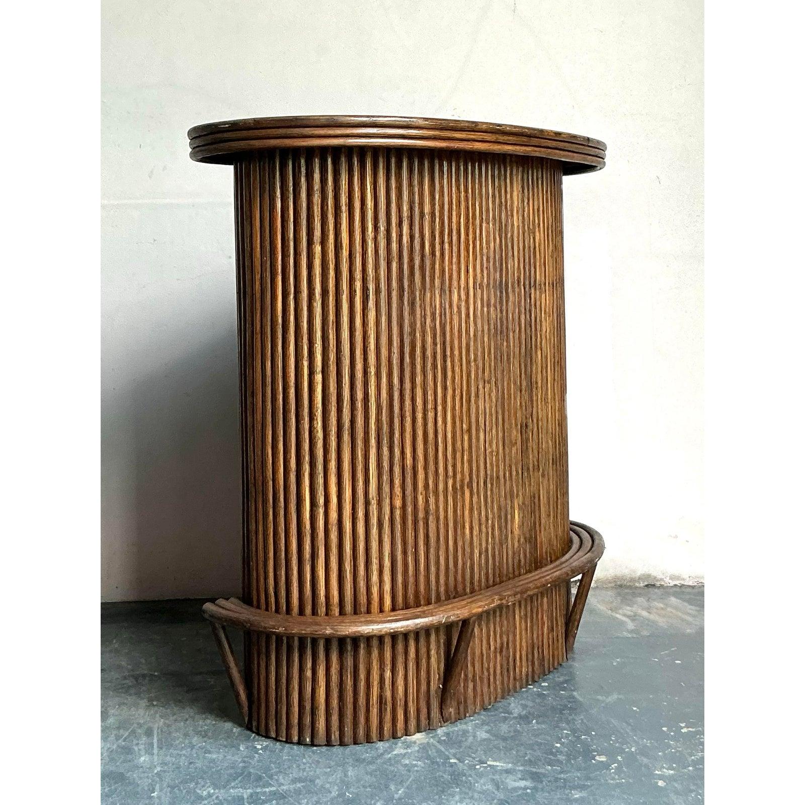 Vintage Boho Rattan Dry Bar For Sale 1