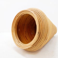 Vintage boho rattan floor vase / Umbrella Stand - H:70cm
