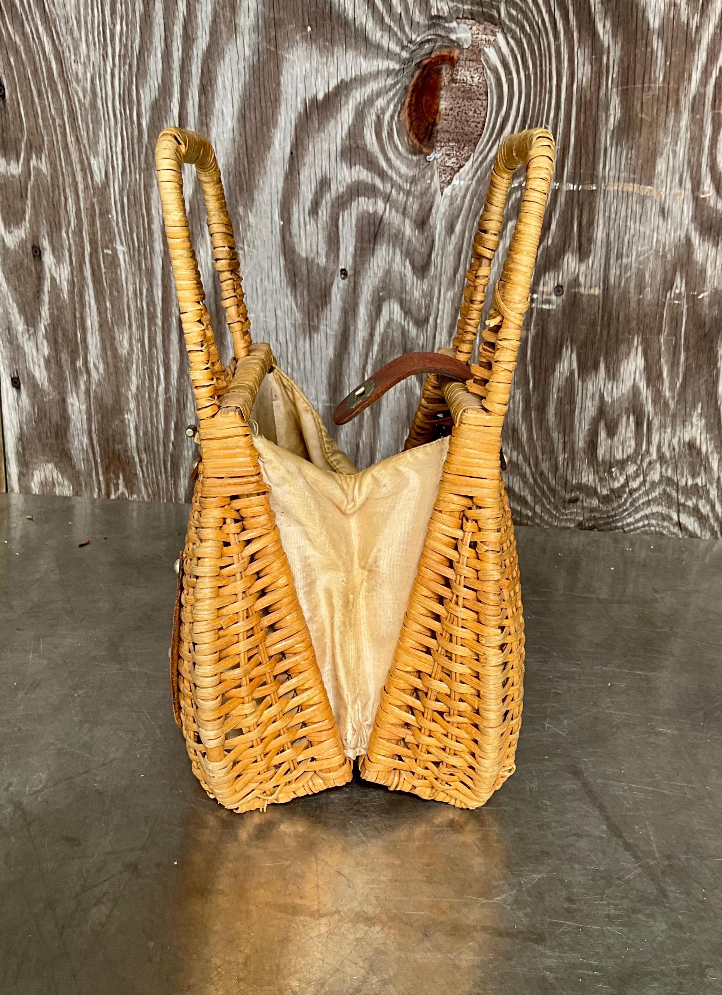 Women's or Men's Vintage Boho Rattan Handbag