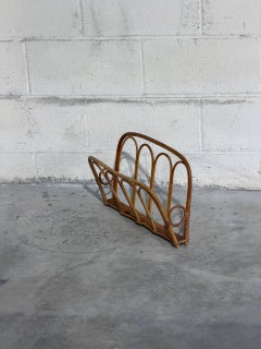 Vintage Boho Rattan Magazine Rack Newspaper Holder Scandinavian Style