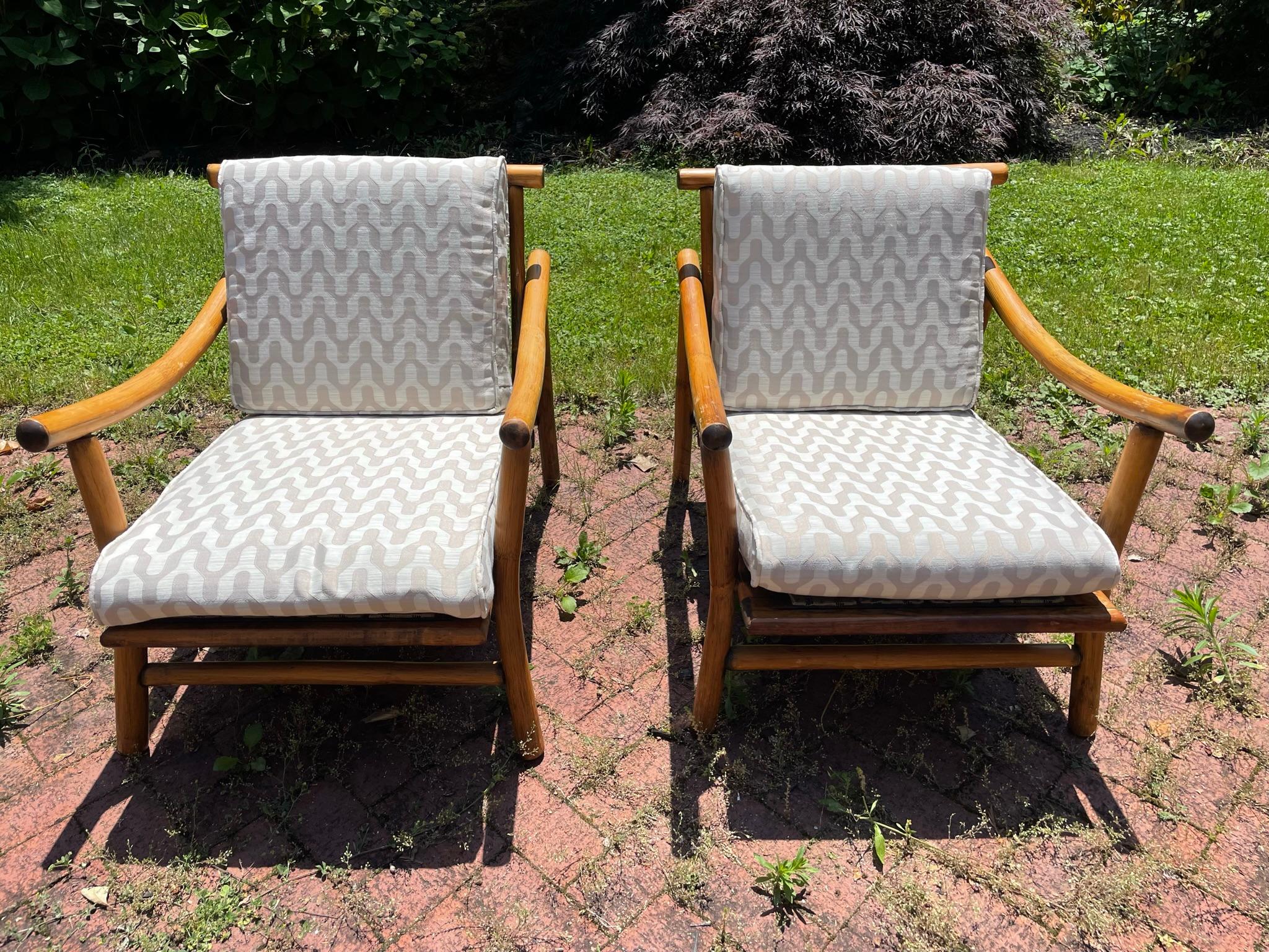 Vintage Boho Rattan Modular Sofa & 2 Arm Chairs, 3 Pieces In Good Condition For Sale In Rochester, NY