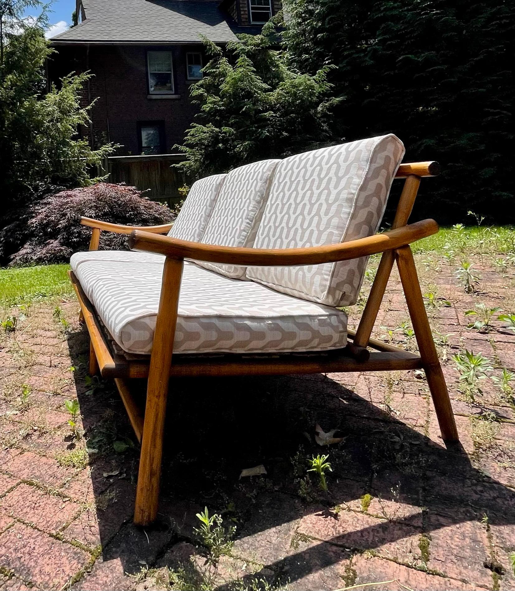 Vintage Boho Rattan Modular Sofa & 2 Arm Chairs, 3 Pieces For Sale 2