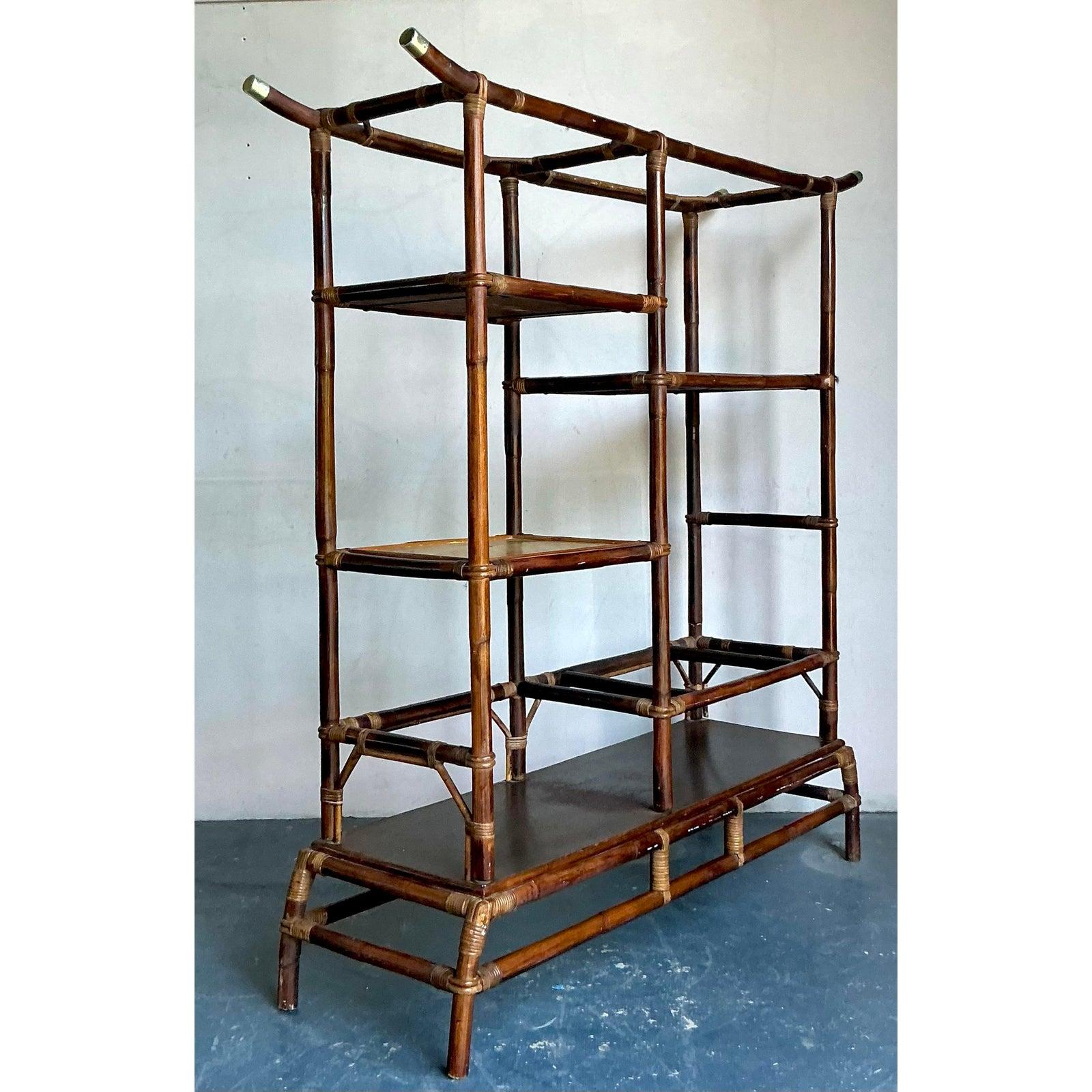 Pagoda de ratán boho vintage según John Wisner para Ficks Reed en Bueno estado para la venta en West Palm Beach, FL