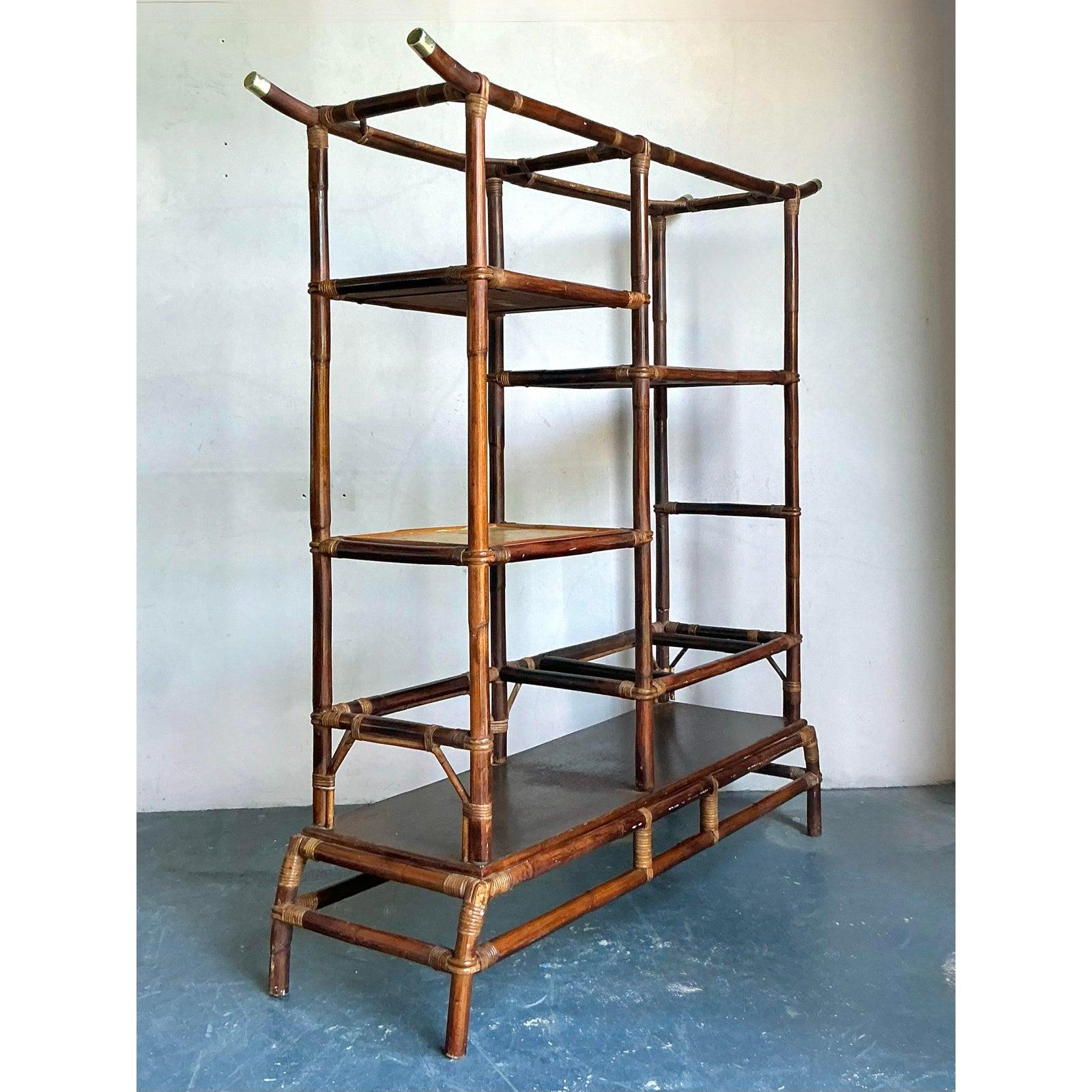 Pagoda de ratán boho vintage según John Wisner para Ficks Reed siglo XX en venta