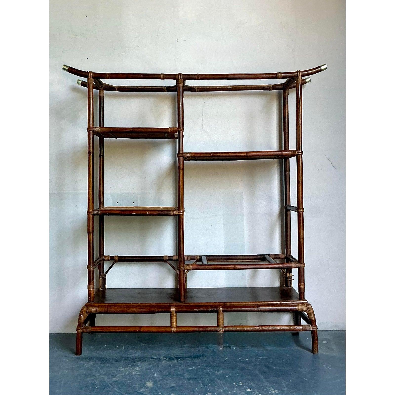 Pagoda de ratán boho vintage según John Wisner para Ficks Reed en venta 1