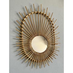 Vintage Boho Rattan Rays Mirror