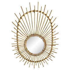 Vintage Boho Rattan Rays Mirror