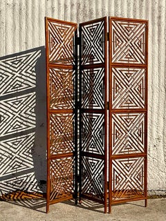 Vintage Boho Rattan Square Outline Screen