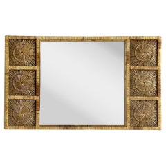 Vintage Boho Rattan Sunburst Mirror