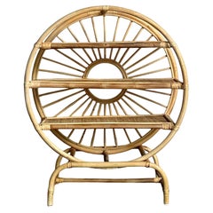 Vintage Boho Rattan Table Top Etagere