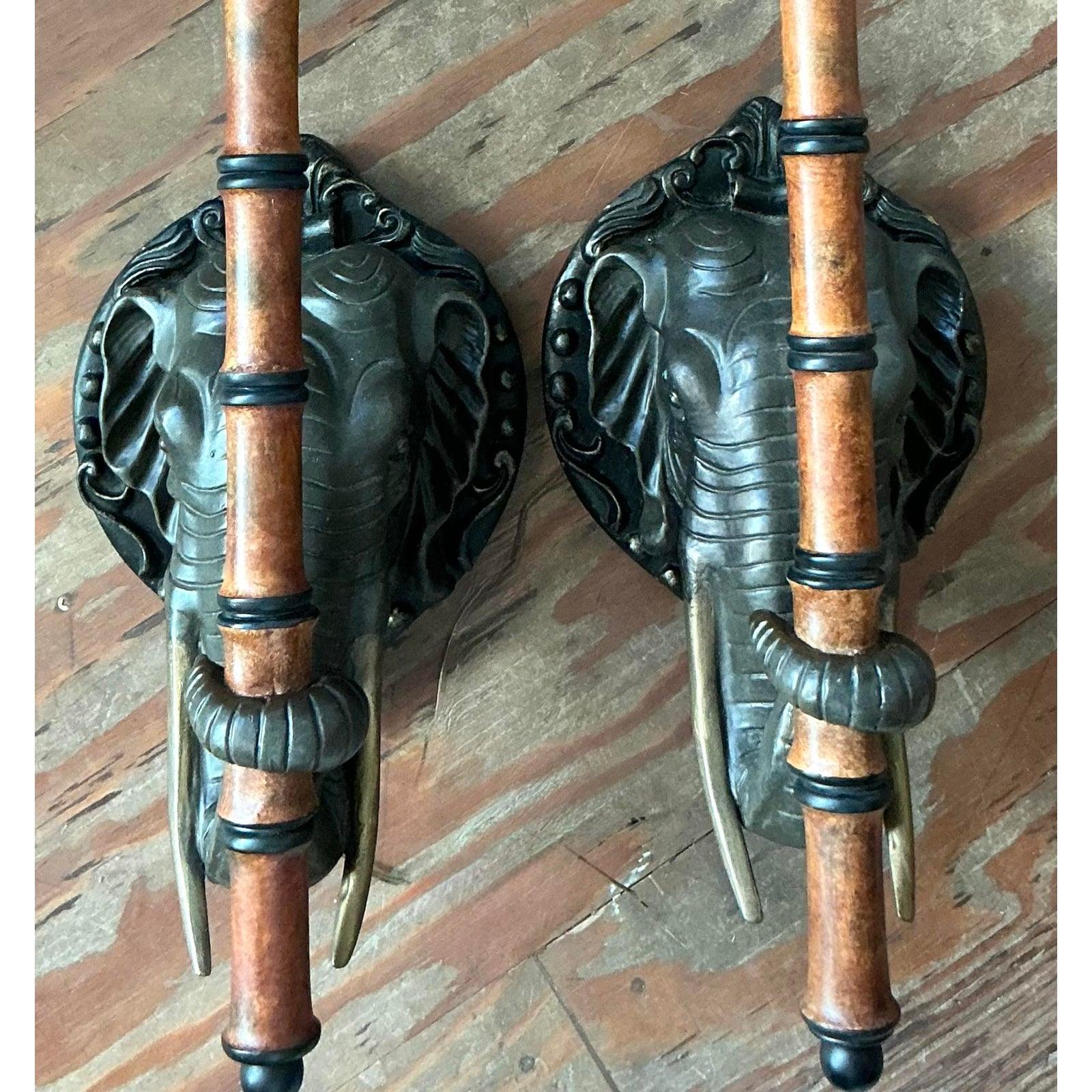 Vintage Boho Raymond Waites for Tyndale Elephant Sconce - A Pair For Sale 1