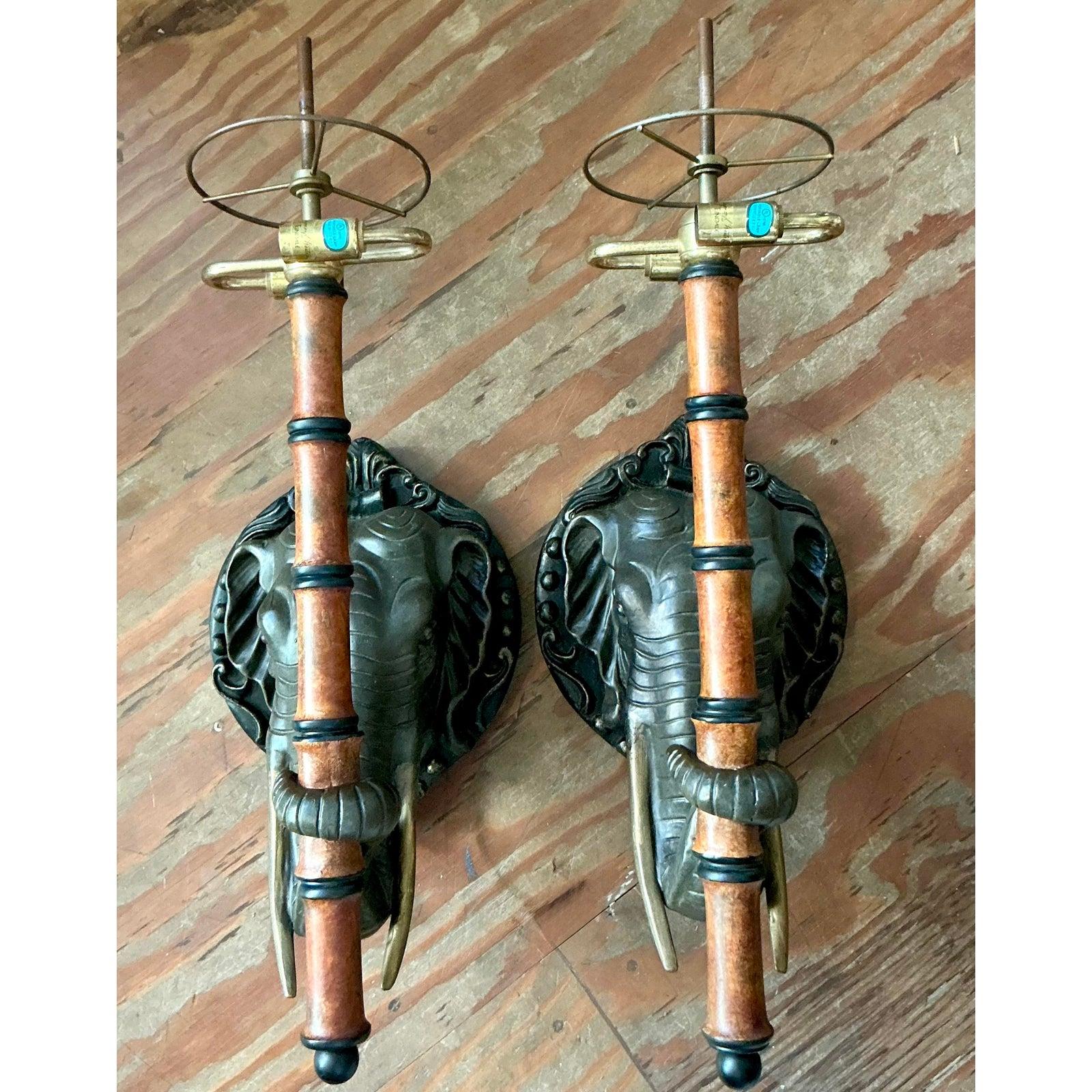 Vintage Boho Raymond Waites for Tyndale Elephant Sconce - A Pair For Sale 2