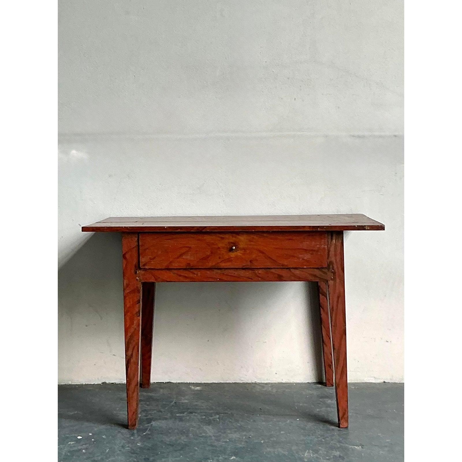 Vintage Boho Reclaimed Wood Console Table For Sale 4