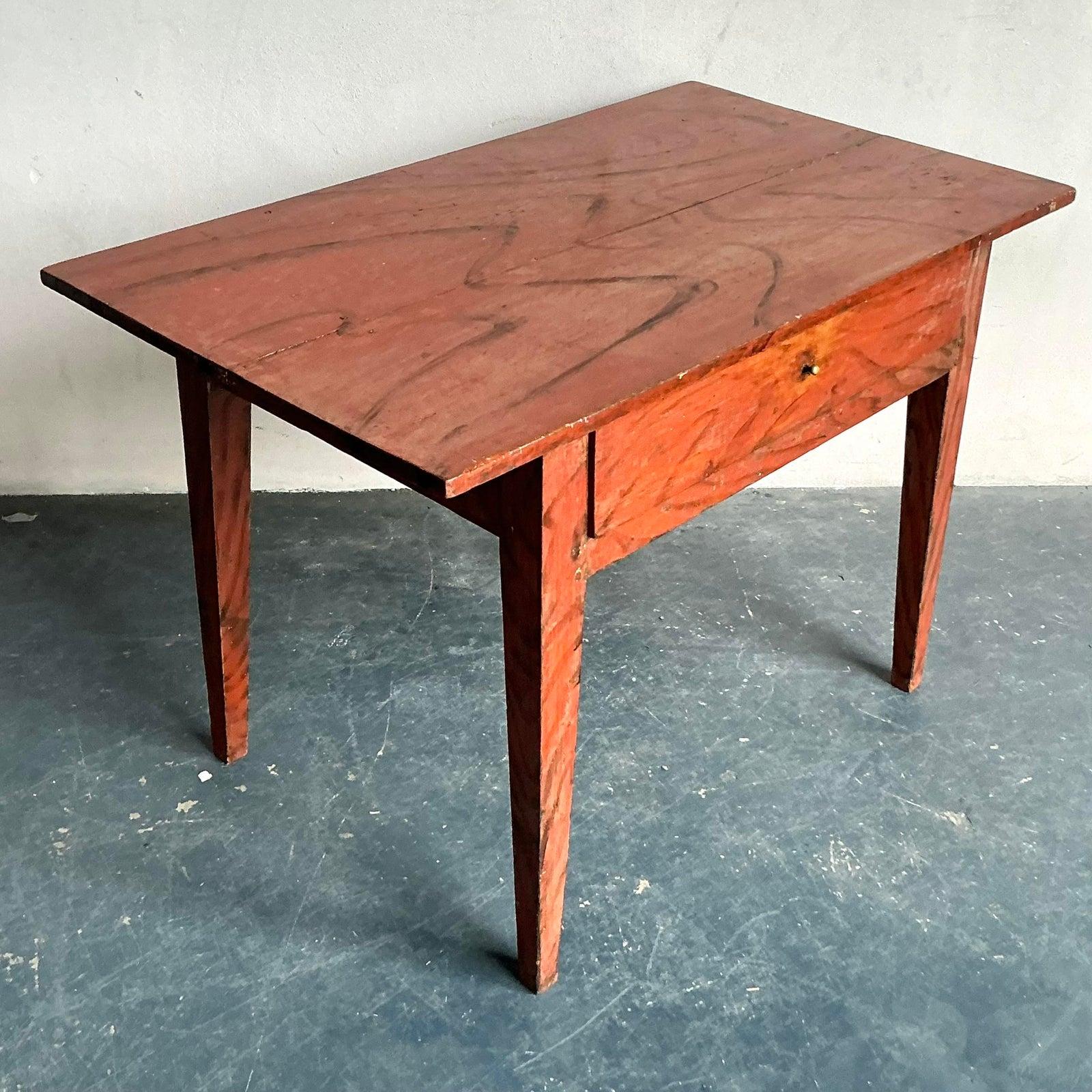 Vintage Boho Reclaimed Wood Console Table For Sale 5
