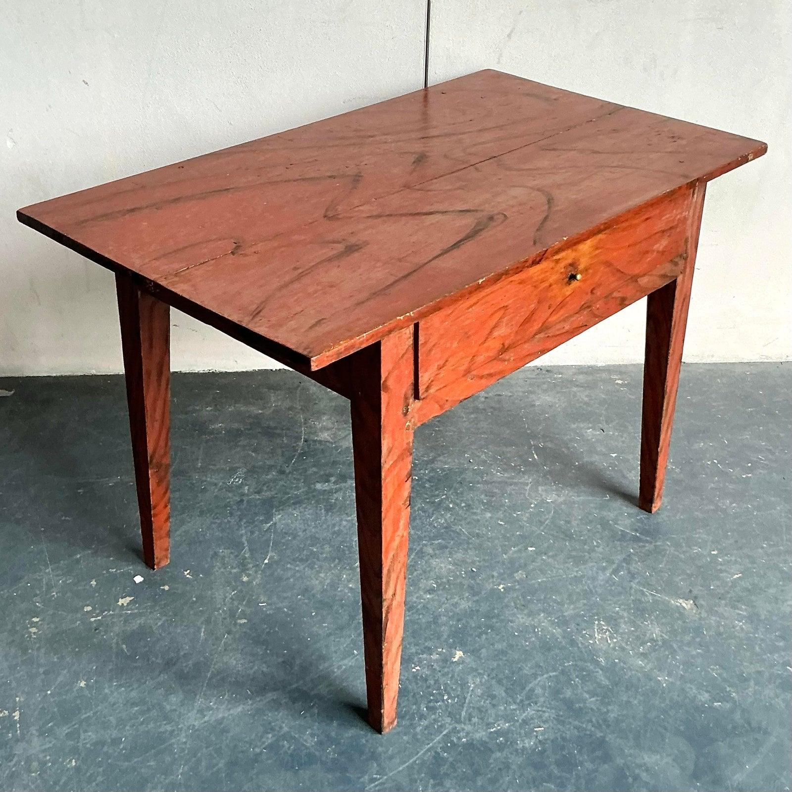 Vintage Boho Reclaimed Wood Console Table In Good Condition For Sale In West Palm Beach, FL