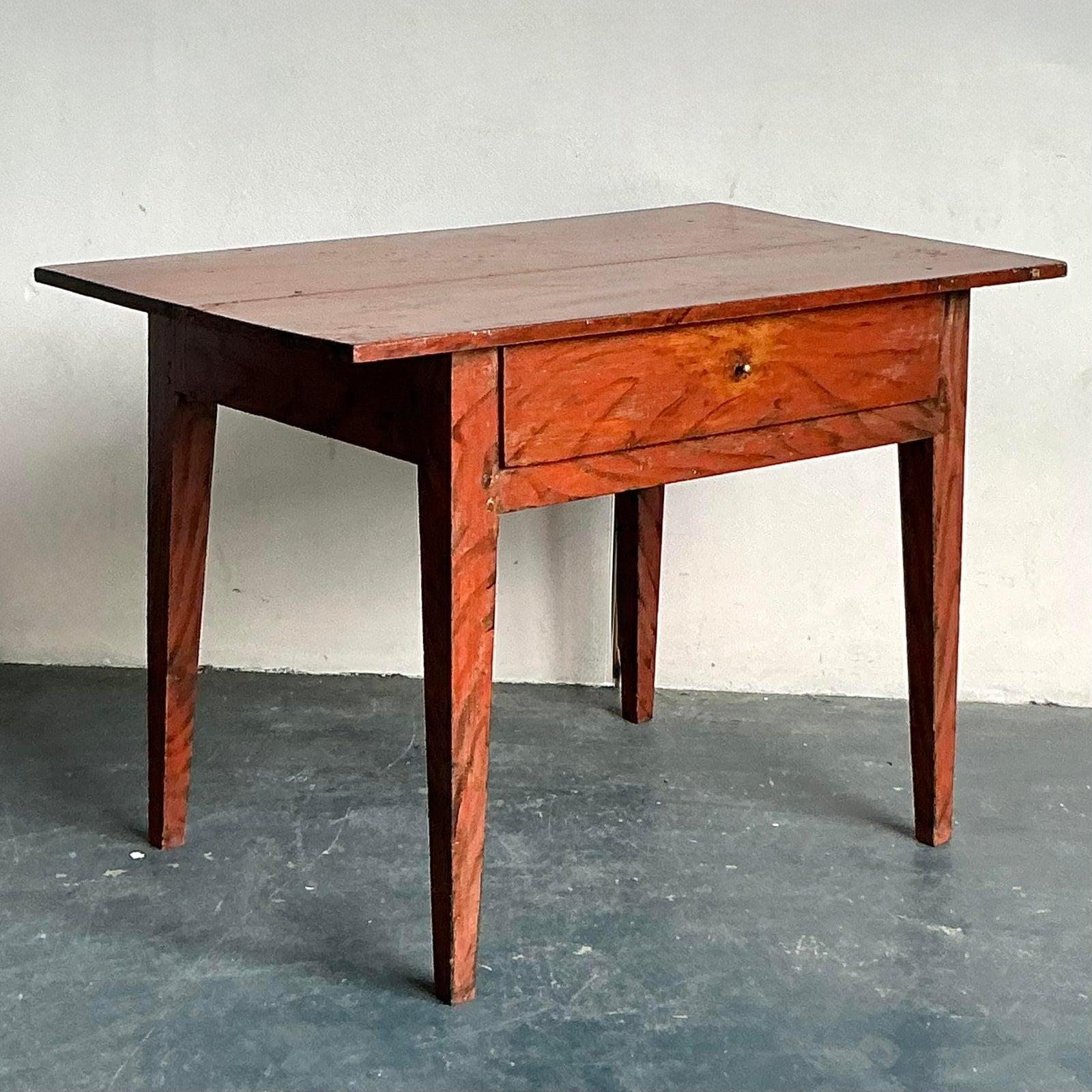 Vintage Boho Reclaimed Wood Console Table For Sale 1