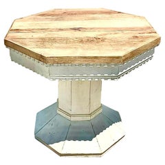 Vintage Boho Reclaimed Wood Octagon Notched Table