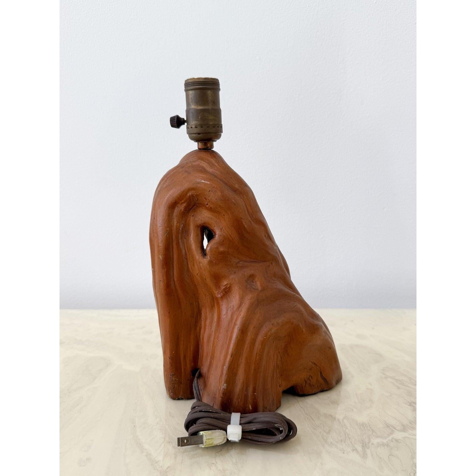 Mid-Century Modern Base de lampe vintage Boho en loupe de séquoia en vente
