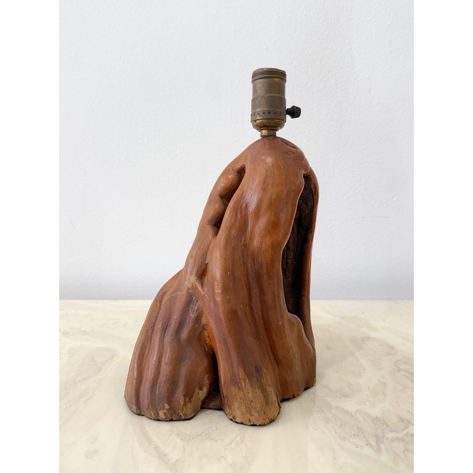 Américain Base de lampe vintage Boho en loupe de séquoia en vente