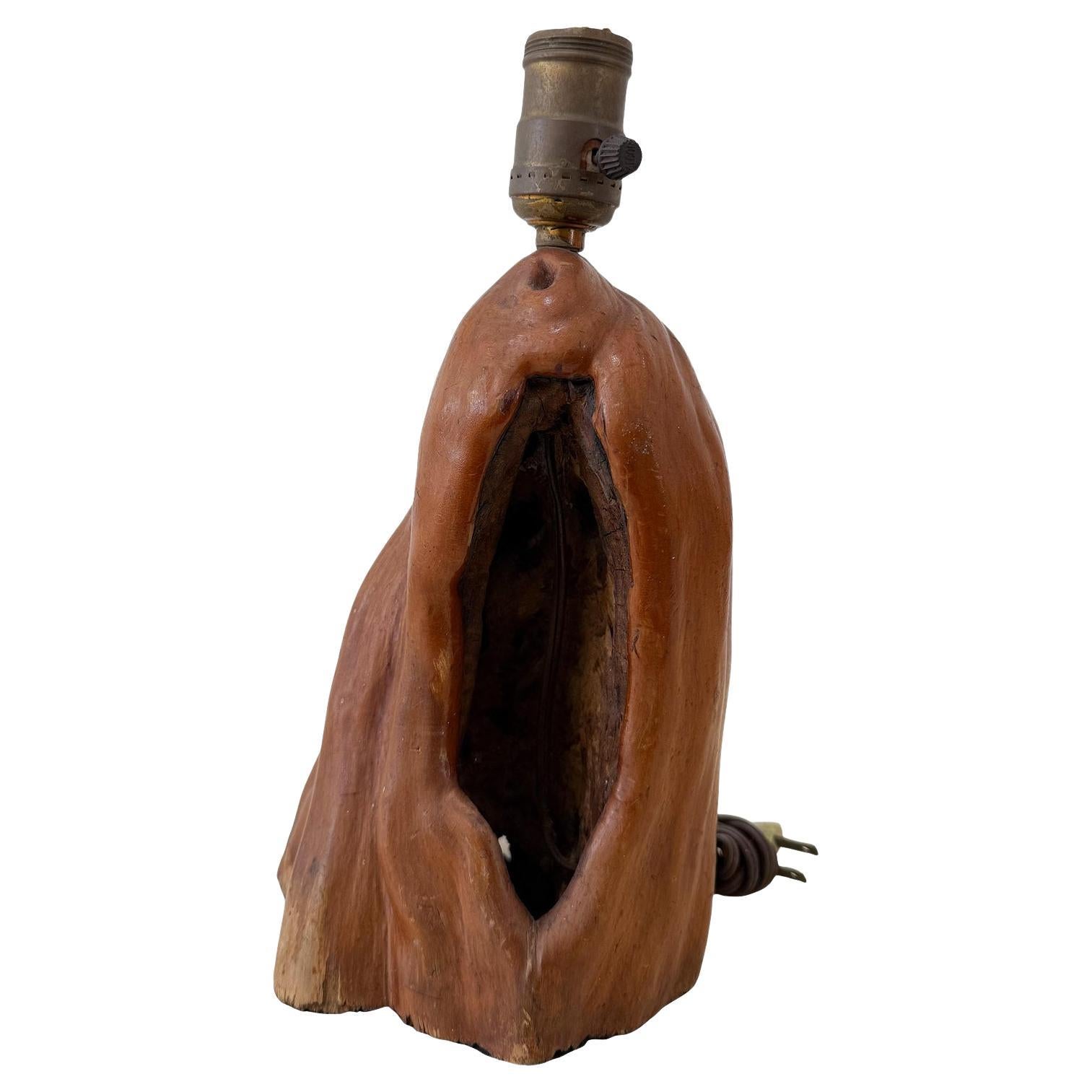 Base de lampe vintage Boho en loupe de séquoia en vente