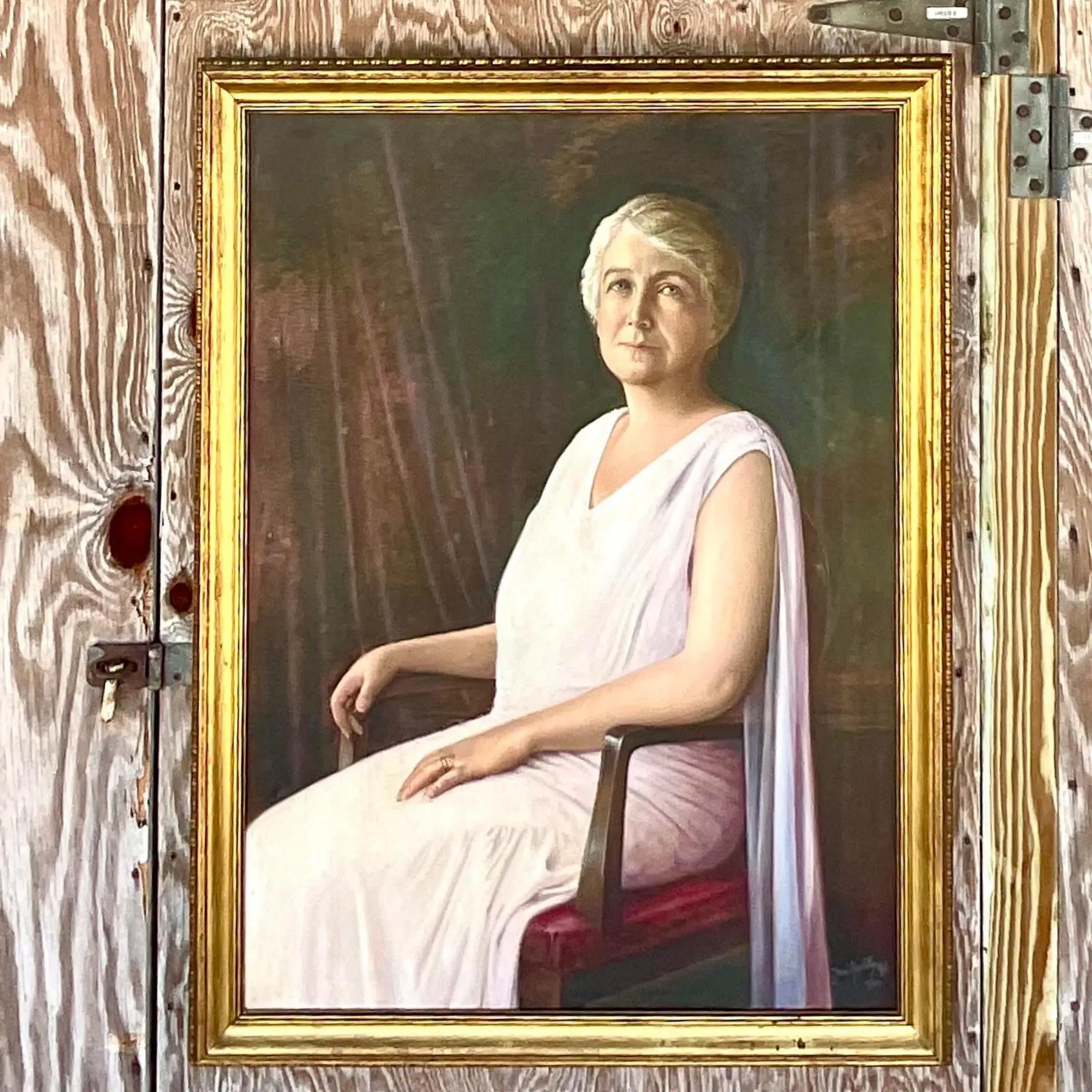 Portrait à l'huile original de l'artiste de la Royal Academy, style Boho Regency en vente 3