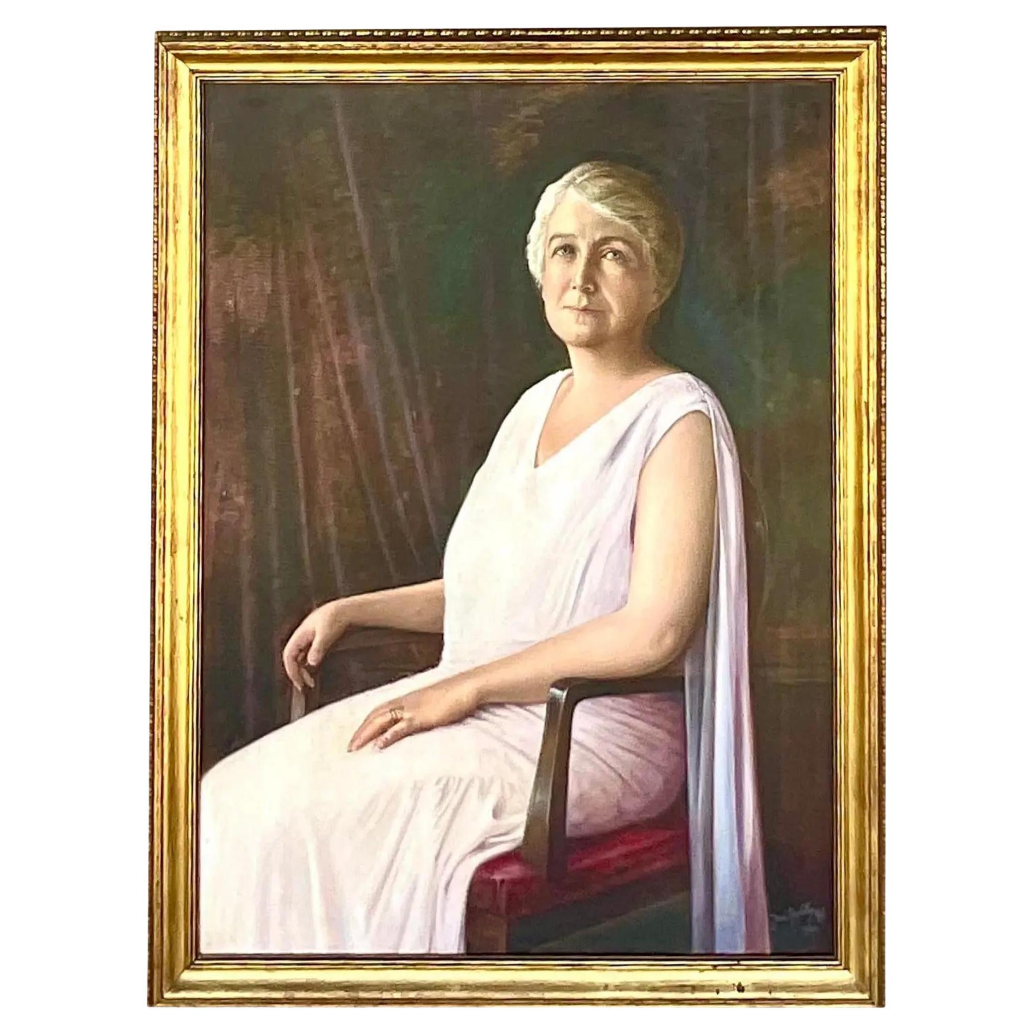 Portrait à l'huile original de l'artiste de la Royal Academy, style Boho Regency en vente