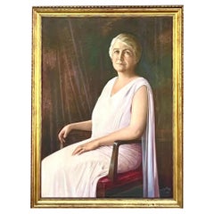 Portrait à l'huile original de l'artiste de la Royal Academy, style Boho Regency