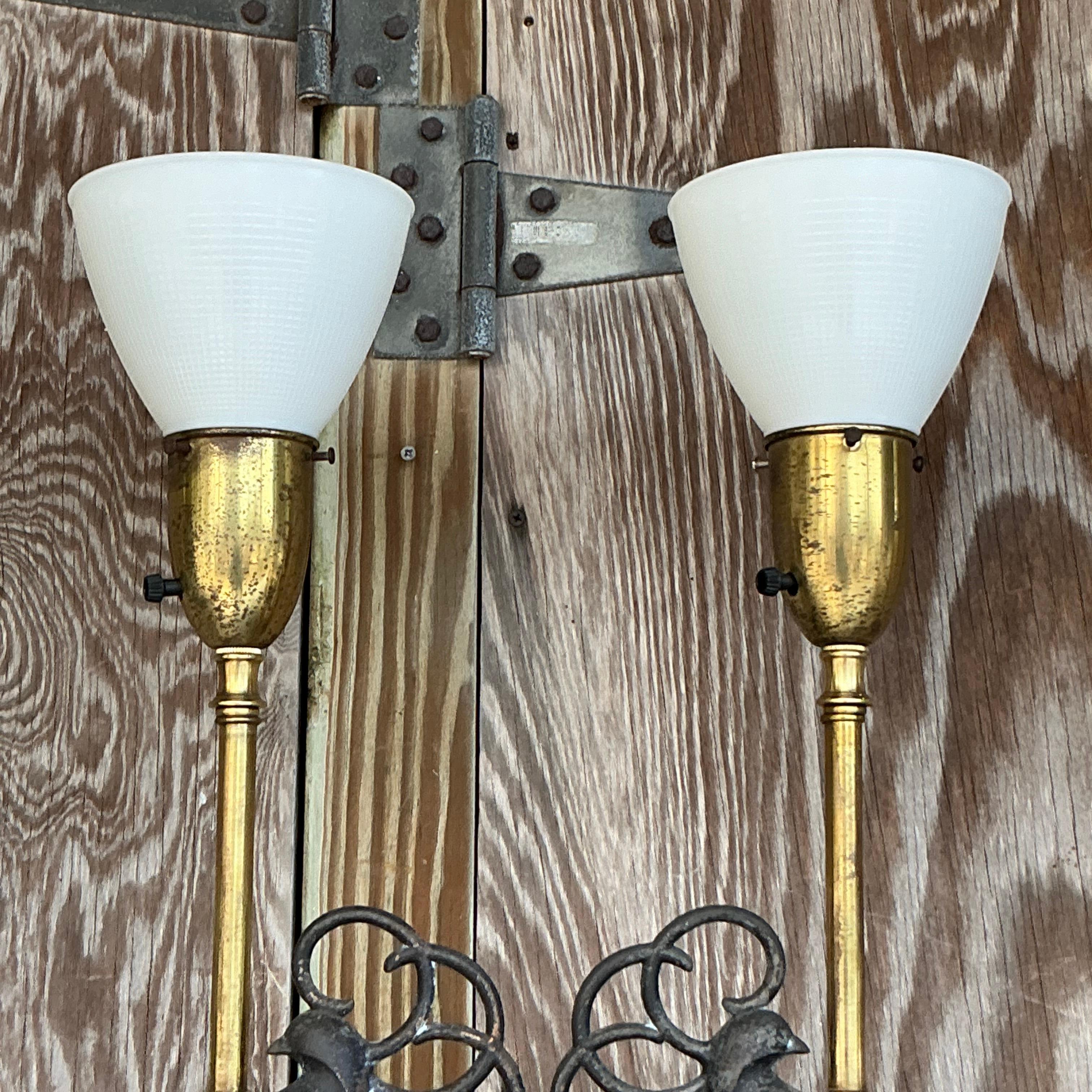 This pair of vintage Boho Rembrandt lovebirds lamps captures whimsical charm with intricate detailing. Ideal for adding a romantic and eclectic touch, they bring a cozy, artistic vibe to any space.