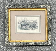 Vintage Boho Rhino Engraving in Carved Frame