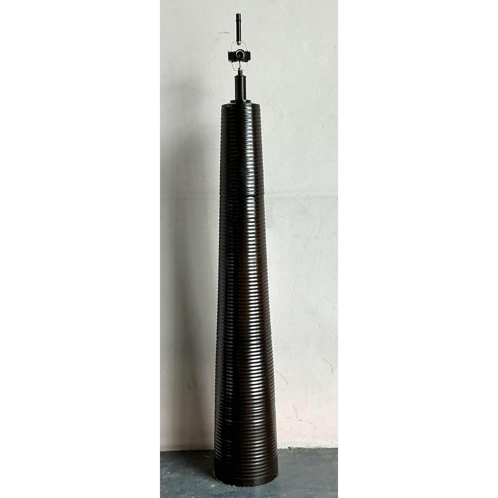 Américain Vintage Boho Ribbed Floor Lamp en vente