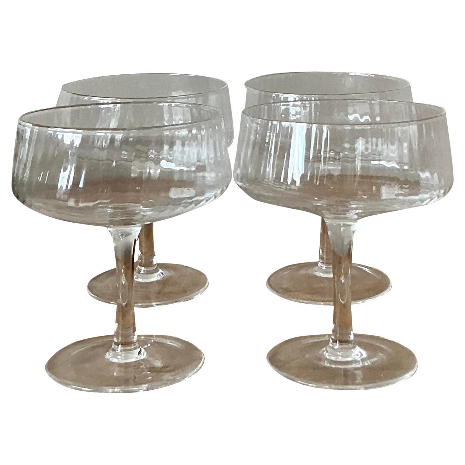 Vintage Boho gerippt Glas Coupe Gläser im Angebot