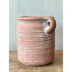 Vintage Boho Ribbed Studio Pottery Vase