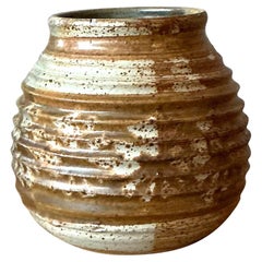 Vintage Boho Ribbed Studio Pottery Vase
