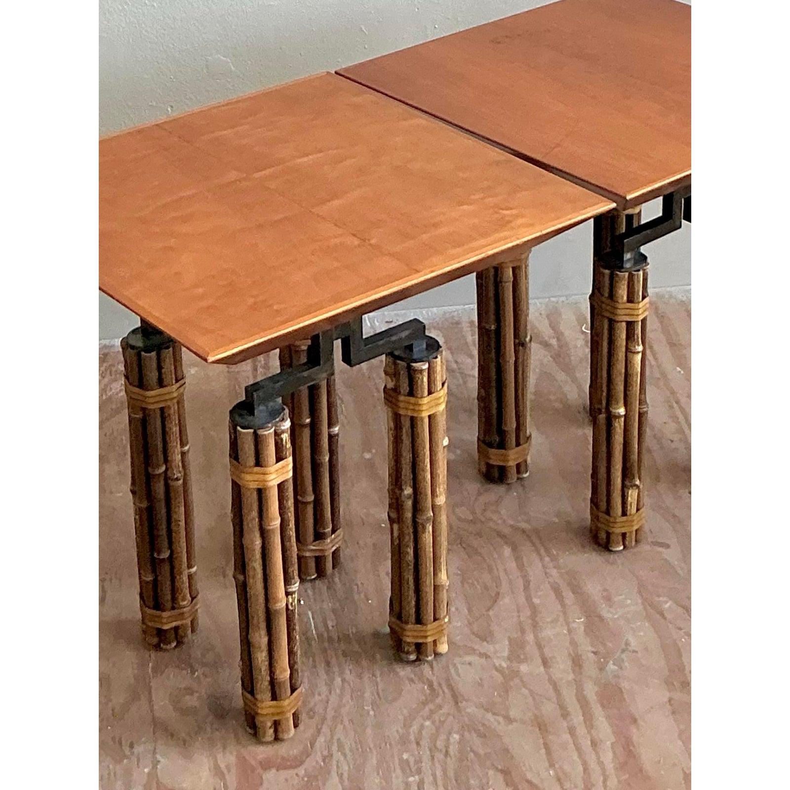Metal Vintage Boho Richard Huxley for McGuire Side Tables - A Pair For Sale