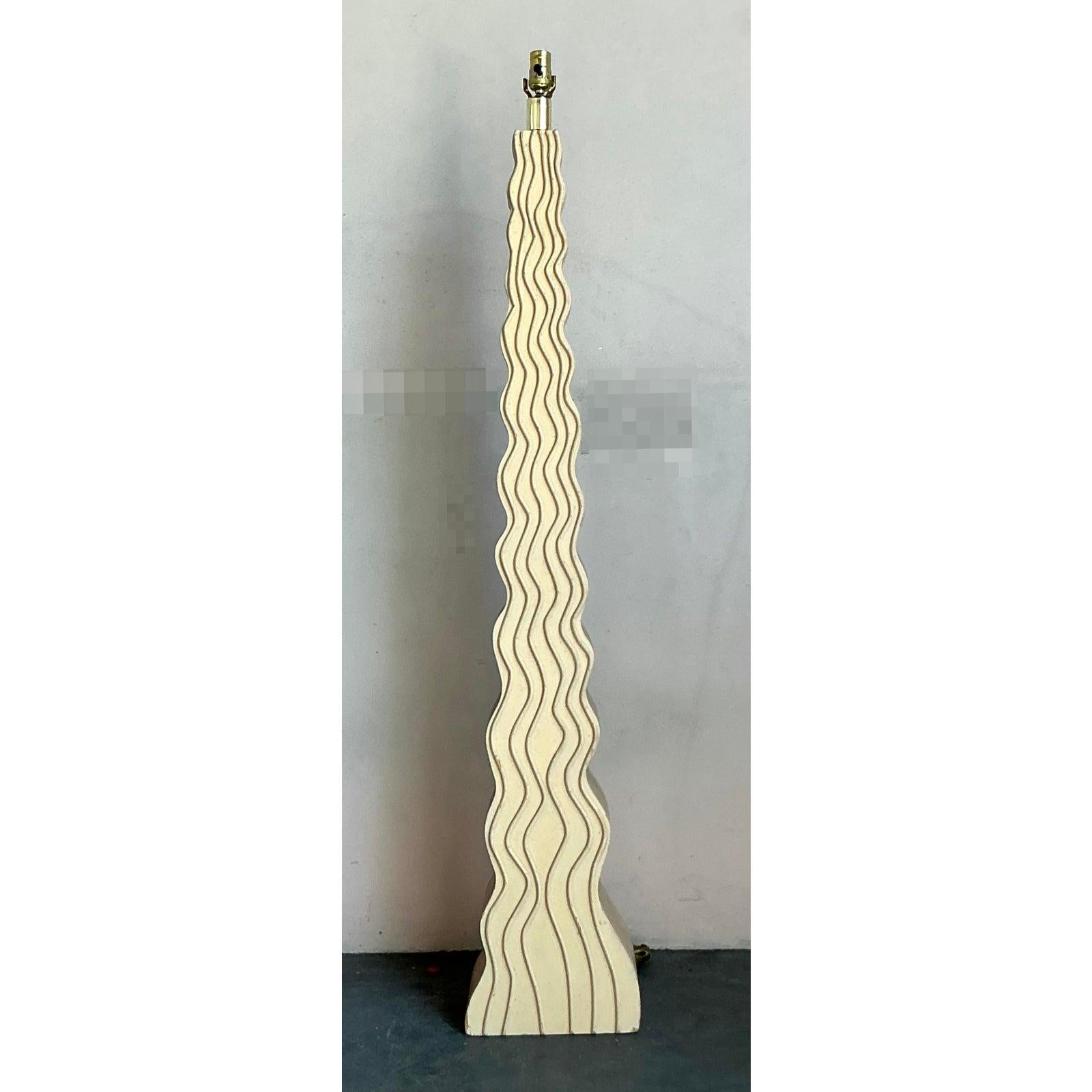 Philippine Vintage Boho Ripple Floor Lamp For Sale