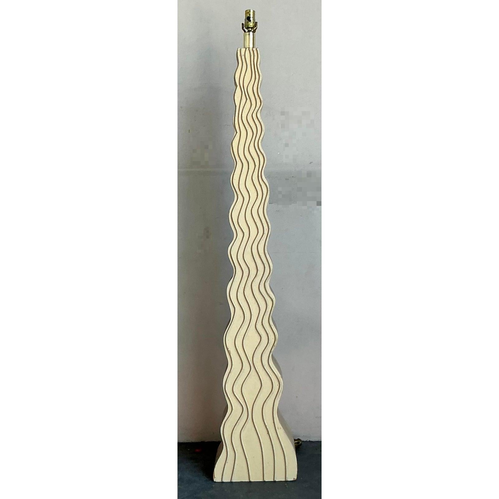 20th Century Vintage Boho Ripple Floor Lamp For Sale
