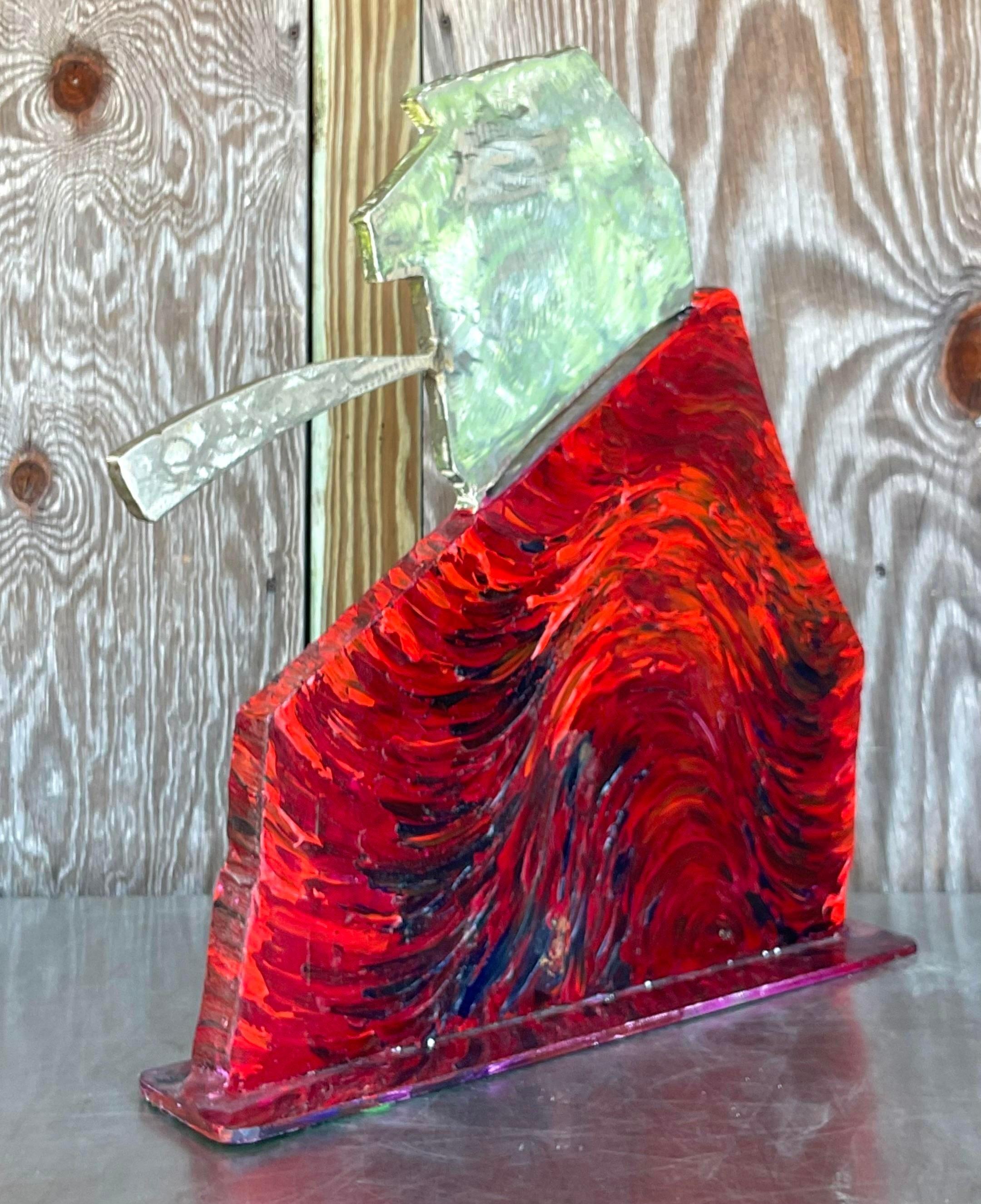 Americano Scultura vintage Boho Robert Bery in Steele in vendita