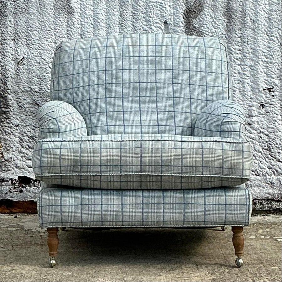 Upholstery Vintage Boho Roll Arm Lounge Chair