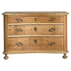 Vintage Boho Roll Front Knotty Pine Chest of Drawers