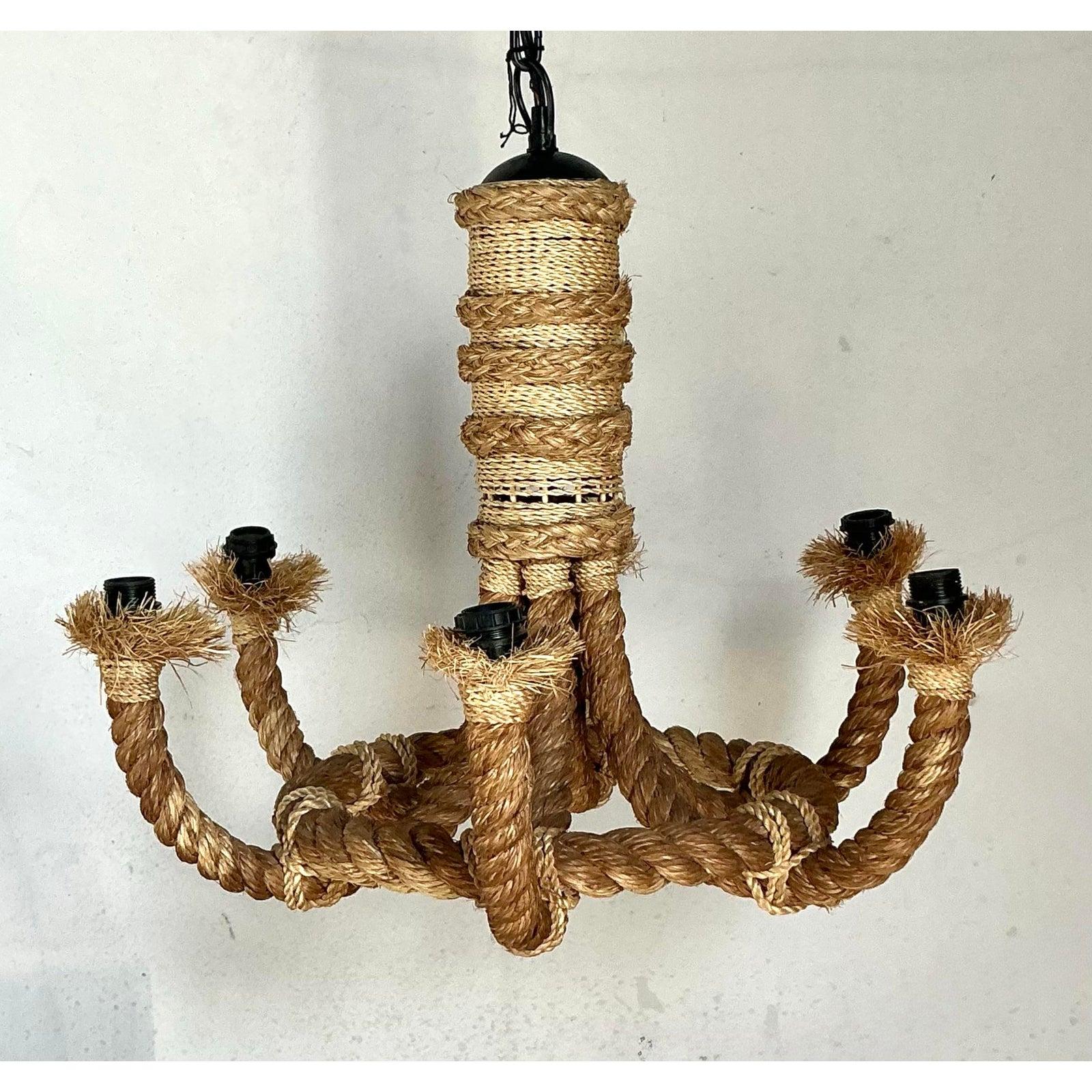 Vintage Boho Rope Kronleuchter (Philippinisch) im Angebot