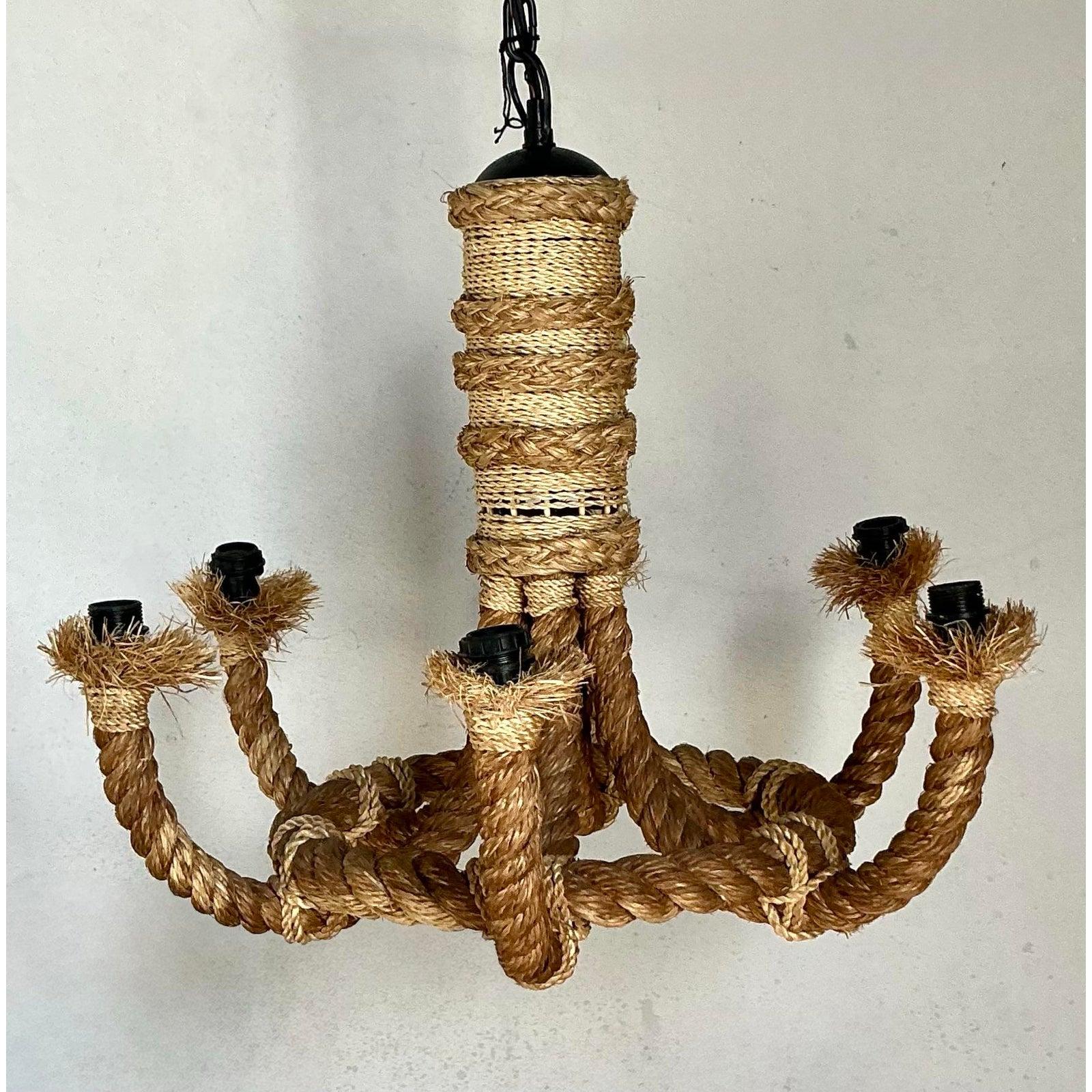 Vintage Boho Rope Kronleuchter (20. Jahrhundert) im Angebot