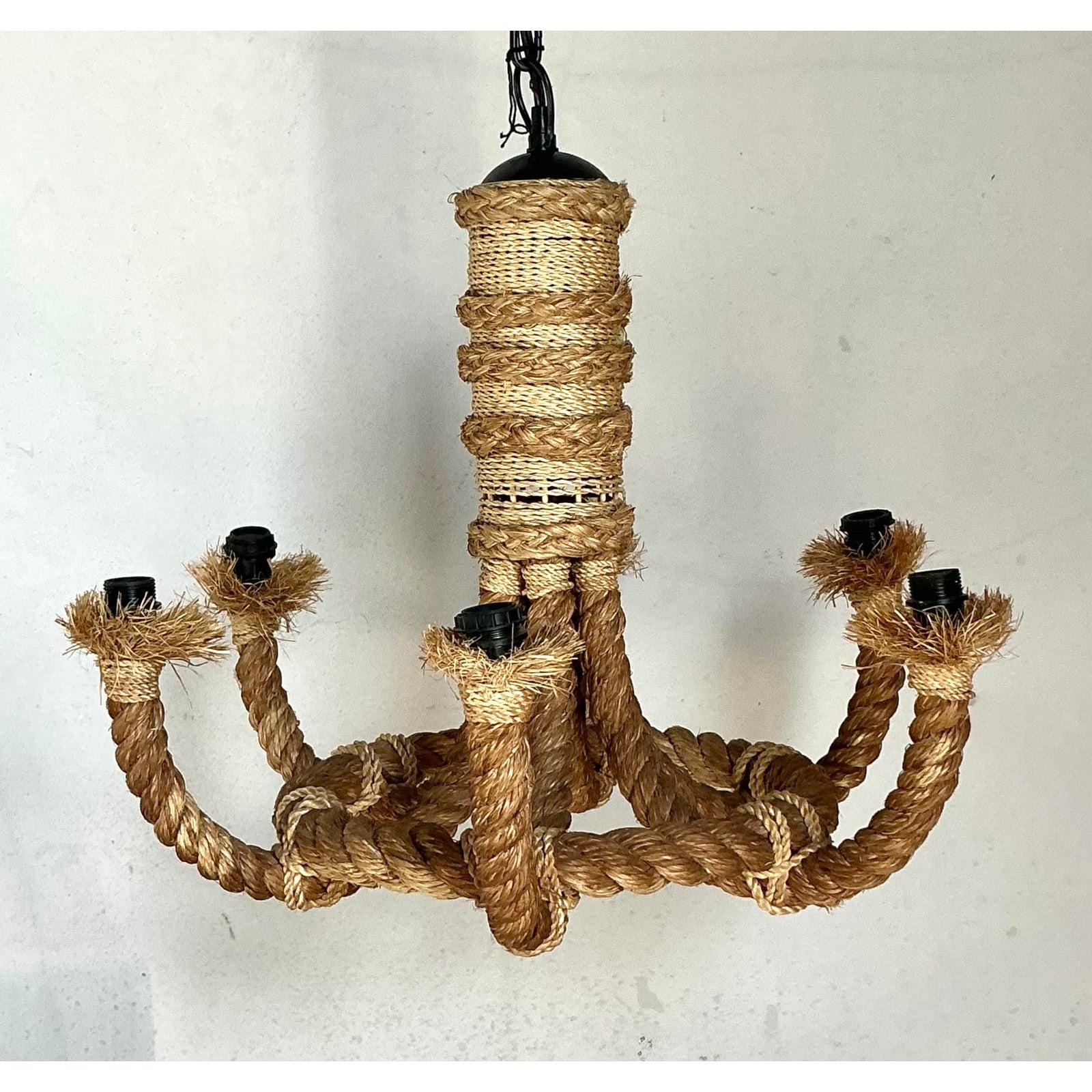 Vintage Boho Rope Kronleuchter (Metall) im Angebot