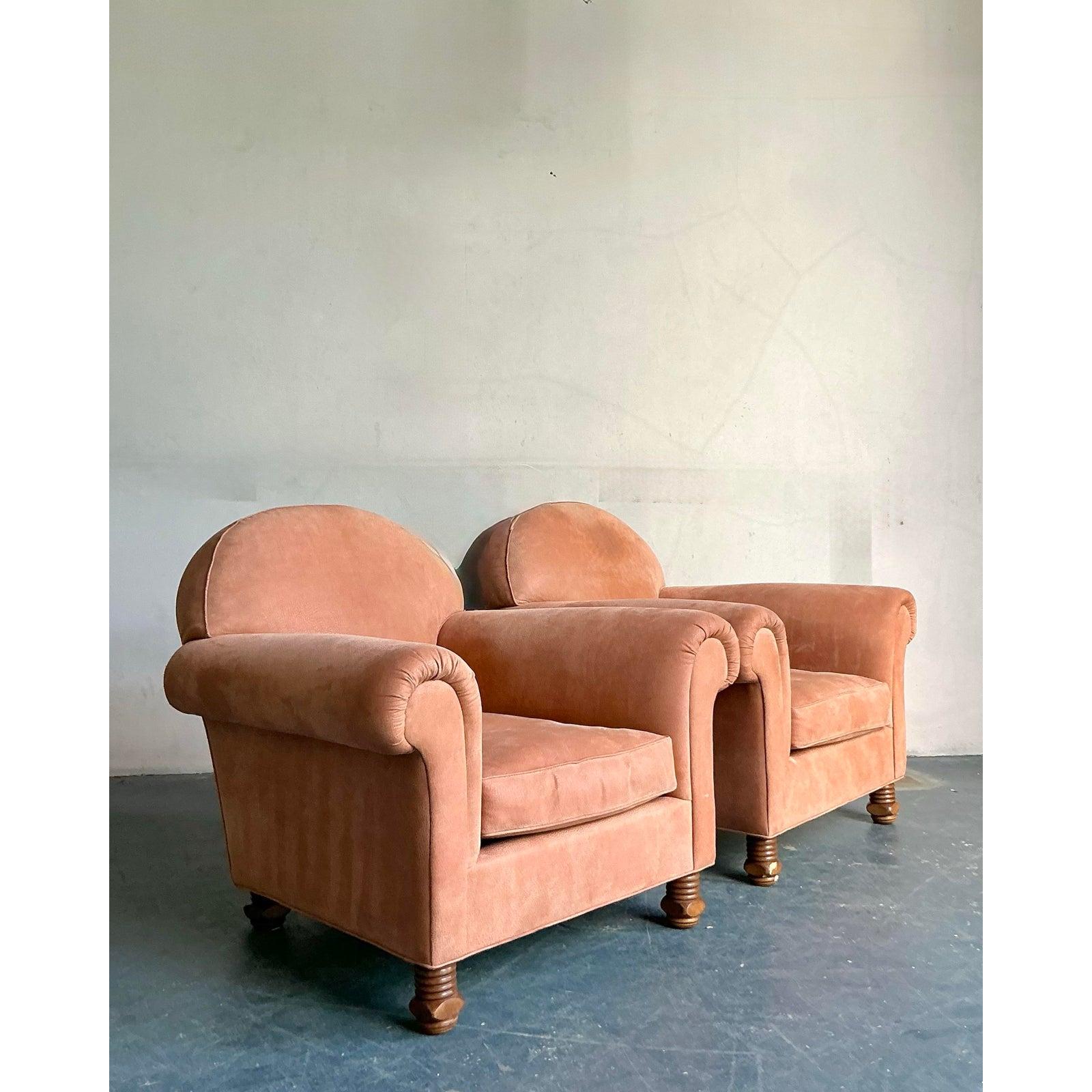 Vintage By Rose Tarlow Deco Lounge Chairs - A Pair Bon état - En vente à West Palm Beach, FL