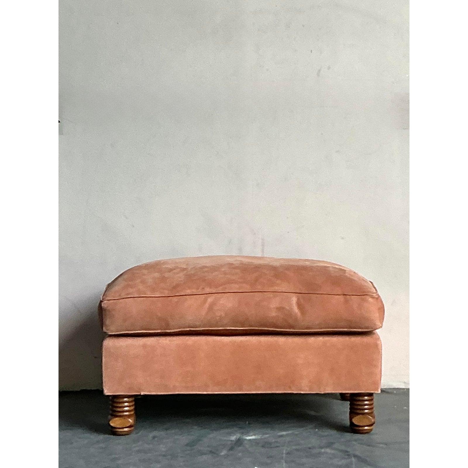 American Vintage Boho Rose Tarlow Ottoman For Sale