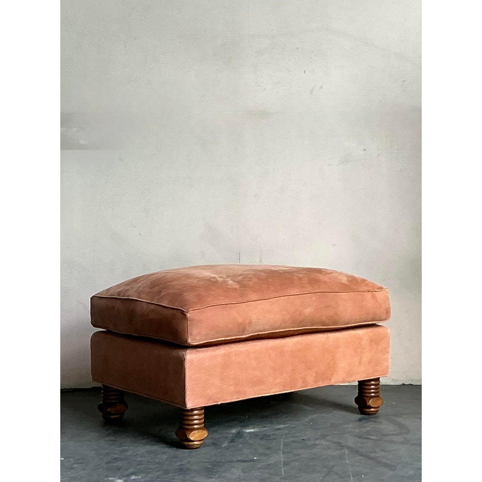 Vintage Boho Rose Tarlow Ottoman In Good Condition For Sale In West Palm Beach, FL