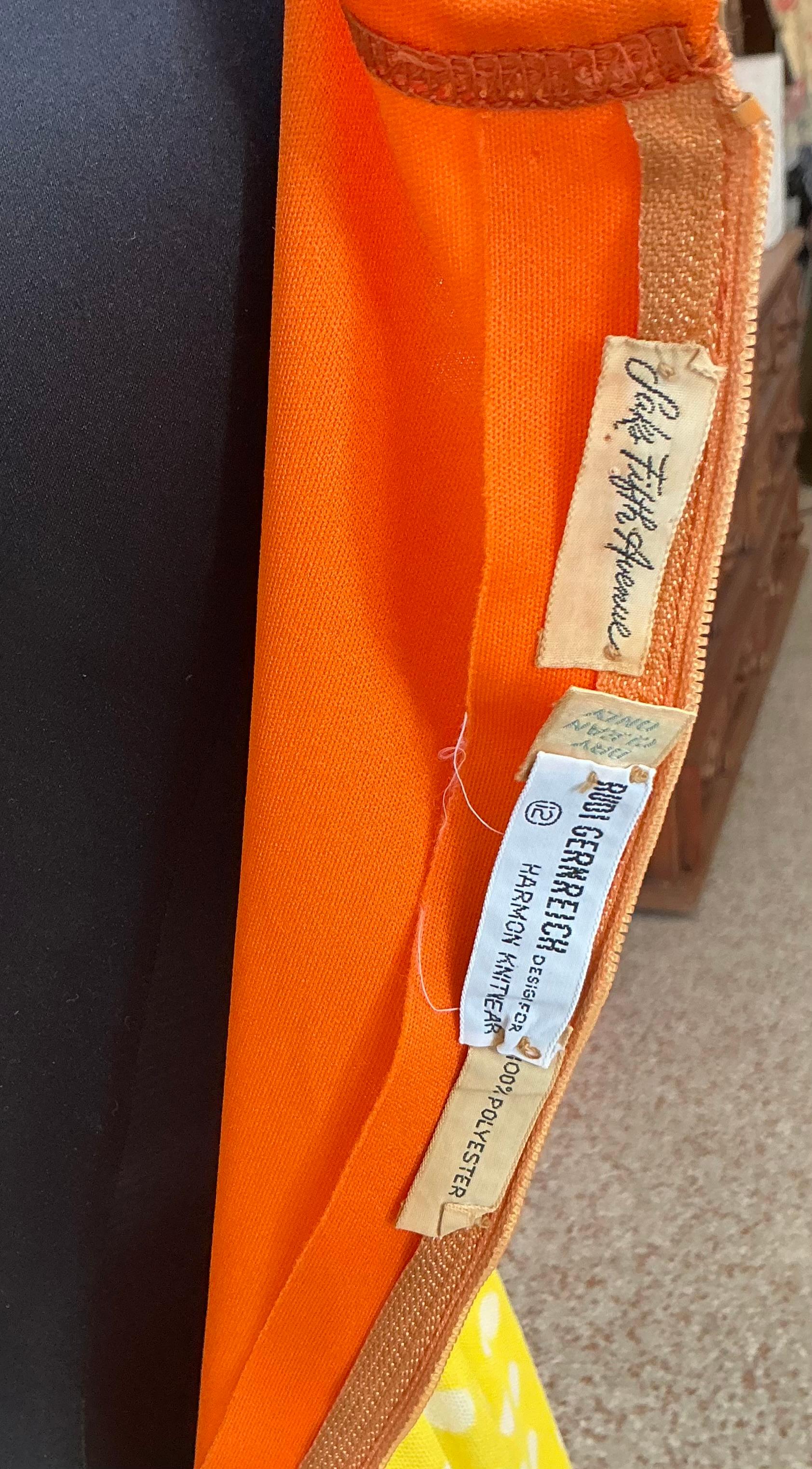 Vintage Boho Rudi Gernreich Orange & Yellow Dress For Sale 7