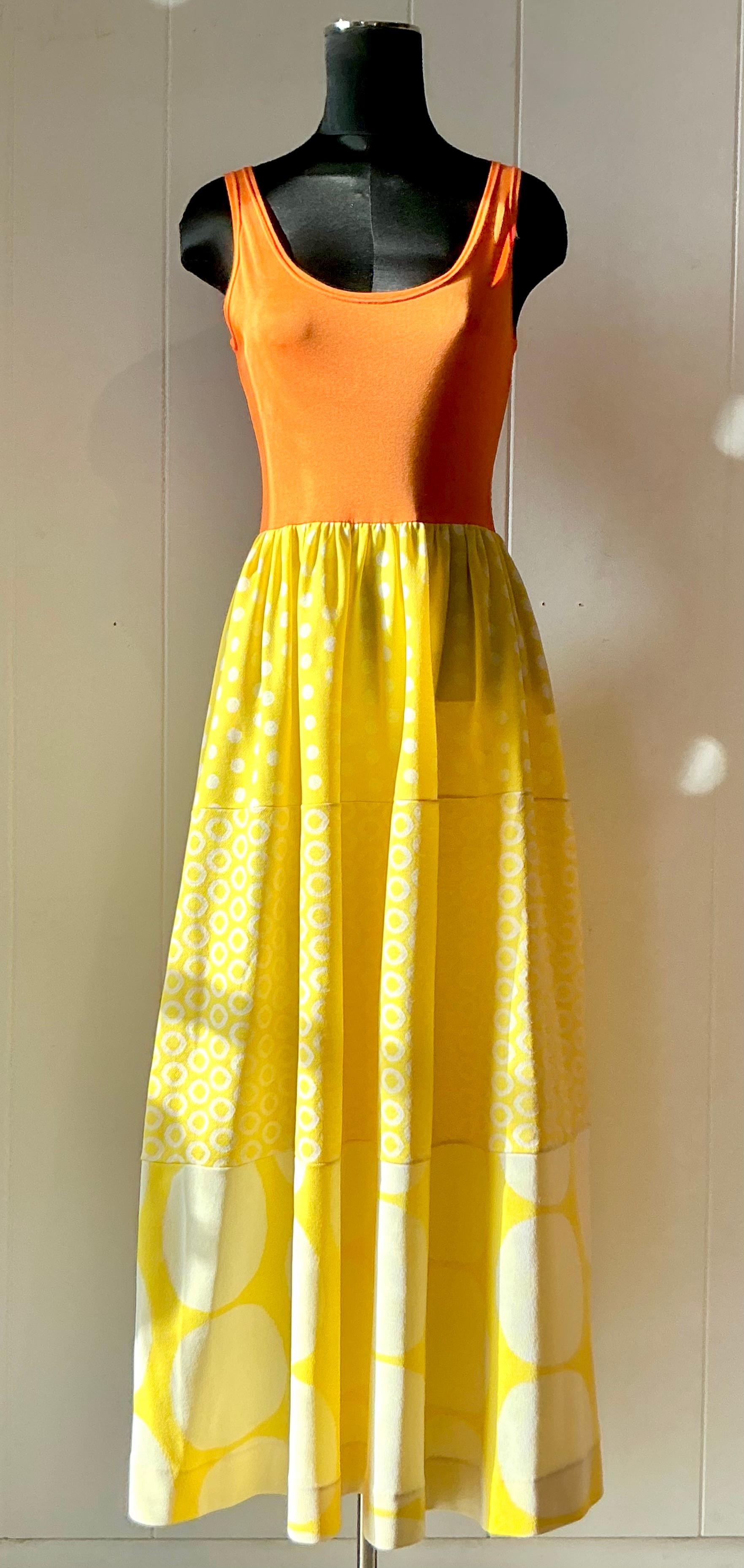 Vintage Boho Rudi Gernreich Orange & Yellow Dress In Good Condition For Sale In West Palm Beach, FL